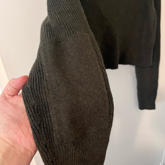 Banana Republic 1/4 Zip Knit Sweater Cropped Olive Green Women’s Medium - Picture 6 of 11